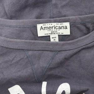 AMERICANA コットン ロゴプリント 七分袖 バックロングカットソー ボートネック 紺 ネイビー