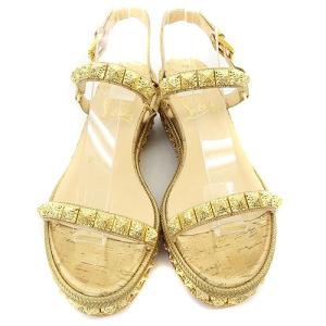 Christian Louboutin カタクロウ スタッズ ストラップ サンダル 厚底 35 ゴールド色