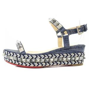 Christian Louboutin カタクロウ スタッズ ストラップ サンダル 35 ネイビー