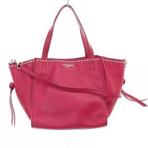 BELLE スタッズ ハンドバッグ ショルダーバッグ 2way レザー ピンク