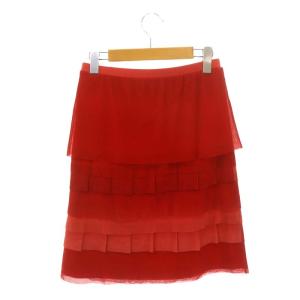 VIVIENNE TAM パワーネット ティアード フリル タイトスカート ひざ丈 0 赤 レッド