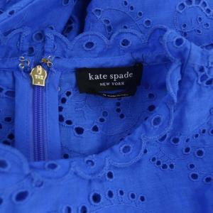 kate spade new york フローラルアイレットパフスリーブトップ ブラウス KB 長袖 刺繍 プルオーバー 0 青 ブルー