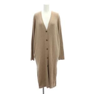シルクストレッチ リブカーディガン Vネック ロング 長袖 キャメル /HS OS