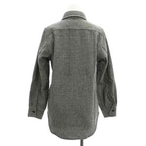 MADISONBLUE CPO WOOL GRENCHECK シャツ カジュアル 長袖 ステンカラー 千鳥格子 2 M 黒 ブラック 白 ホワイト