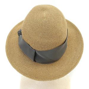 Athena New York 帽子 ペーパーハット リボン べージュ グレー