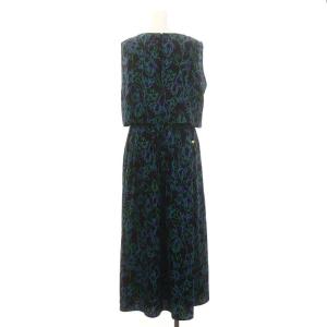 MUVEIL チューリップ柄レイヤーデザインワンピース ロング丈 マキシ丈 ノースリーブ 38 M マルチカラー