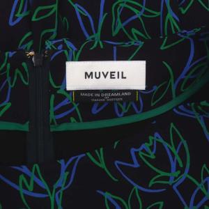 MUVEIL チューリップ柄レイヤーデザインワンピース ロング丈 マキシ丈 ノースリーブ 38 M マルチカラー
