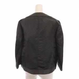 Max Mara リネン シルク ノーカラージャケット 薄手 42 ダークブラウン