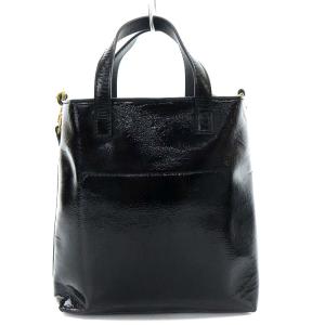 ANYA HINDMARCH スマイリー ウインク トートバッグ ショルダーバッグ 2way 斜め掛け エナメルレザー 黒 ブラック