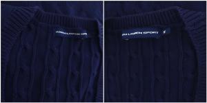 RALPH LAUREN スポーツ SPORT ケーブルニットカーディガン 長袖 Vネック ロゴ刺繍 M 紺 ネイビー