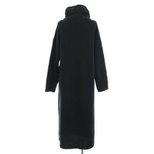 Ameri VINTAGE LONG SLIT CABLE KNIT TOP ワンピース ロング丈 マキシ丈 ハイネック 長袖 スリット F 黒 ブラック