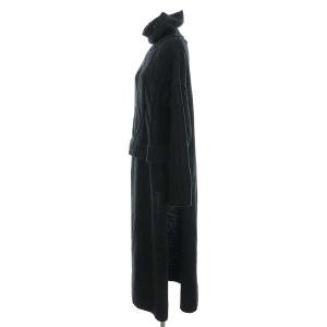 Ameri VINTAGE LONG SLIT CABLE KNIT TOP ワンピース ロング丈 マキシ丈 ハイネック 長袖 スリット F 黒 ブラック