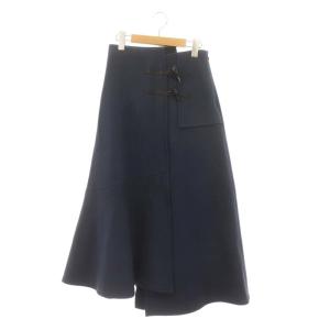 UNDRESSED DUFFLE DETAIL SKIRT ロングスカート ウール混 S 紺 ネイビー