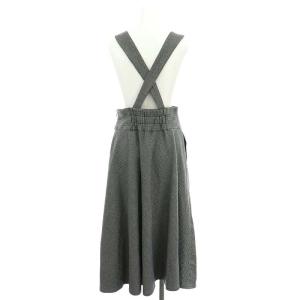 M'S GRACY 23AW サスペンダー付き千鳥格子スカート フレアスカート ロング 38 黒 ブラック グレー