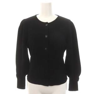 22SS 袖リボンフラワーボタンカーディガン ニット 長袖 38 黒 ブラック