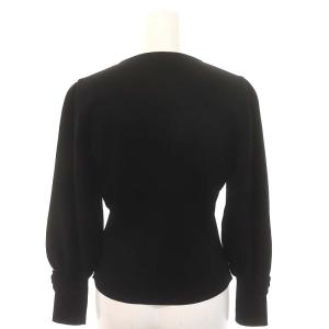 M'S GRACY 22SS 袖リボンフラワーボタンカーディガン ニット 長袖 38 黒 ブラック