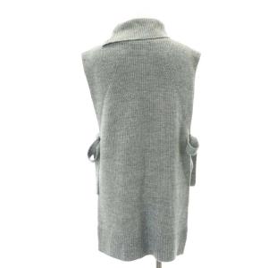 M'S GRACY 23AW ウール混フラワーモチーフニットベスト タートルネック ショルダーボタン 38 グレー