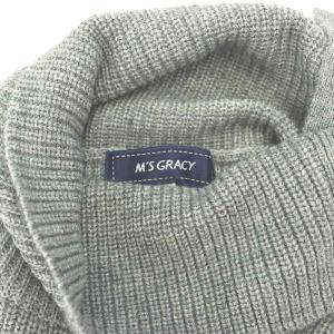 M'S GRACY 23AW ウール混フラワーモチーフニットベスト タートルネック ショルダーボタン 38 グレー