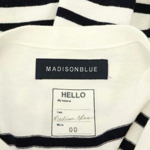 MADISONBLUE ボーダーバスクシャツ カットソー 長袖 プルオーバー コットン XS 白 ホワイト 黒 ブラック