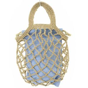 MADISONBLUE FISHNET BAG PETIT PAPER ハンドバッグ メッシュ ブルー べージュ