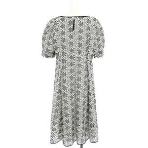 TO BE CHIC 22SS レースフラワー刺繍 ドレス ワンピース ロング 五分袖 42 黒 白 ブラック ホワイト