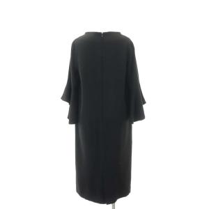 UNITED ARROWS フレアスリーブ ボトルネックワンピース ロング丈 マキシ丈 長袖 バックファスナー 38 M 黒 ブラック