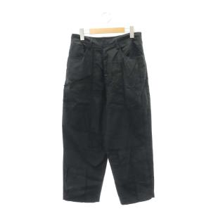 パッチワークパンツ ボトムス クロップド丈 ジップフライ コットン 2 M 黒 ブラック /YQ OS