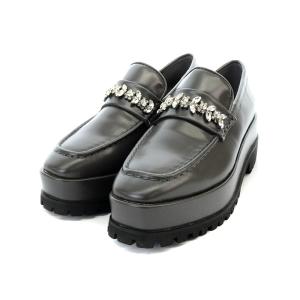 23AW ローファー ラインビジュー プラットフォーム レザー 24.5cm グレー SH