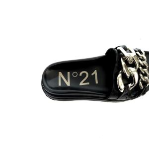 N°21 サンダル チェーン レザー 36 23cm 黒 ブラック SH /AK14