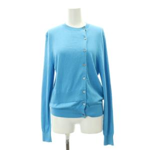 22SS シルクコットンカーディガン 長袖 前開き カシミヤ混 38 サックスブルー