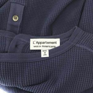 AMERICANA アパルトモン別注 バックヘンリー サーマルカットソー 長袖 青 ブルー