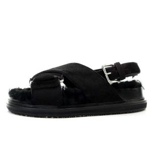 MARNI クロスサンダル ハラコ ストラップ 35 22cm 黒 ブラック