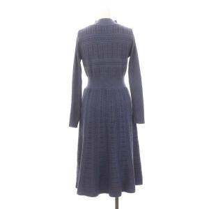 BARNEYS NEW YORK ニット ワンピース ロング 長袖 ウール混 38 M グレイッシュブルー