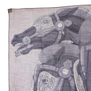 HERMES カレH 100 HORSE REALITY ホースリアリティ スカーフ カシミヤシルク グレー