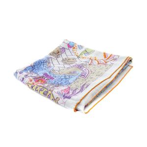 HERMES カレジュアン 140 スプラッシュパーク スカーフ カシミア シルク絹混 マルチカラー