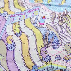 HERMES カレジュアン 140 スプラッシュパーク スカーフ カシミア シルク絹混 マルチカラー