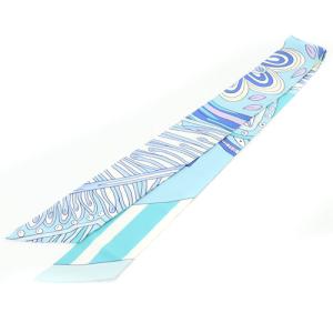 HERMES ツイリー マハラニの庭 LE JARDIN DE LA MAHARANI リボンスカーフ シルク 青 ブルー 水色 ブルー