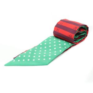 HERMES ツイリー astrologie a pois 占星術 リボンスカーフ 総柄 赤 レッド 緑 グリーン