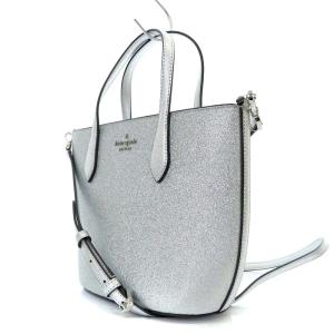 kate spade new york グリマー グリッター ミックスド マテリアル トートバッグ ショルダーバッグ 2way 斜め掛け シルバー色 KE460