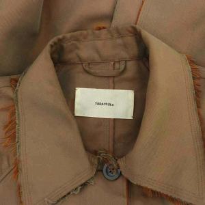 TODAYFUL Satin Twill Coat ステンカラーコート カットオフ フリンジ ロング 38 ダークベージュ