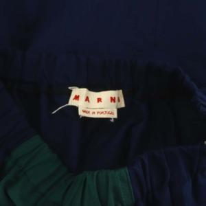 MARNI バイカラーギャザースカート ロング丈 マキシ丈 コットン 40 L 緑 グリーン 紺 ネイビー