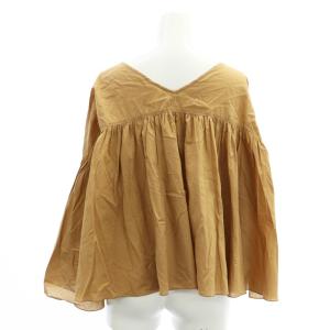 IENA 24SS ギャザーフリルショートブラウス 九分袖 ポンチョ風 F キャメル