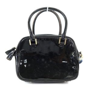 ANYA HINDMARCH ビーチ カーカー ハンドバッグ ショルダーバッグ 2way パテントレザー 黒 ブラック