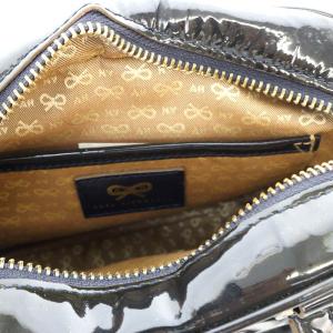 ANYA HINDMARCH ビーチ カーカー ハンドバッグ ショルダーバッグ 2way パテントレザー 黒 ブラック