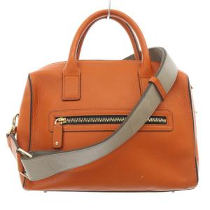 ANYA HINDMARCH ビーチ カーカー レザーハンドバッグ ショルダーバッグ 2way レザー ロゴ オレンジ グレー