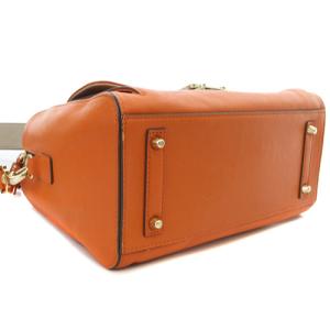 ANYA HINDMARCH ビーチ カーカー レザーハンドバッグ ショルダーバッグ 2way レザー ロゴ オレンジ グレー