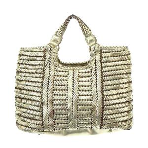 ANYA HINDMARCH トートバッグ 編み込み レザー ゴールド色