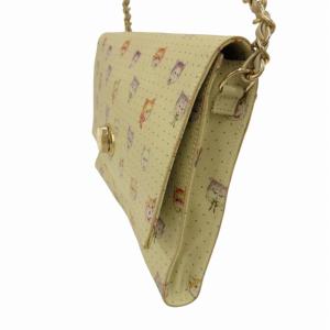 franche lippée ハンドバッグ ワンショルダー レザー 猫柄 黄緑 ライトグリーン