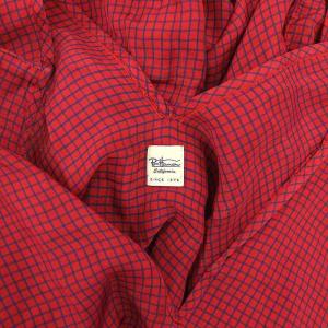 Ron Herman ショートスリーブ ブロックチェック ワンピース Vネック ロング XS 赤 紺 レッド ネイビー