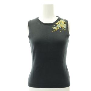 KEITA MARUYAMA ミモザ 刺繍 ニット アンサンブル カーディガン 長袖 カットソー ノースリーブ 1 ダークグレー